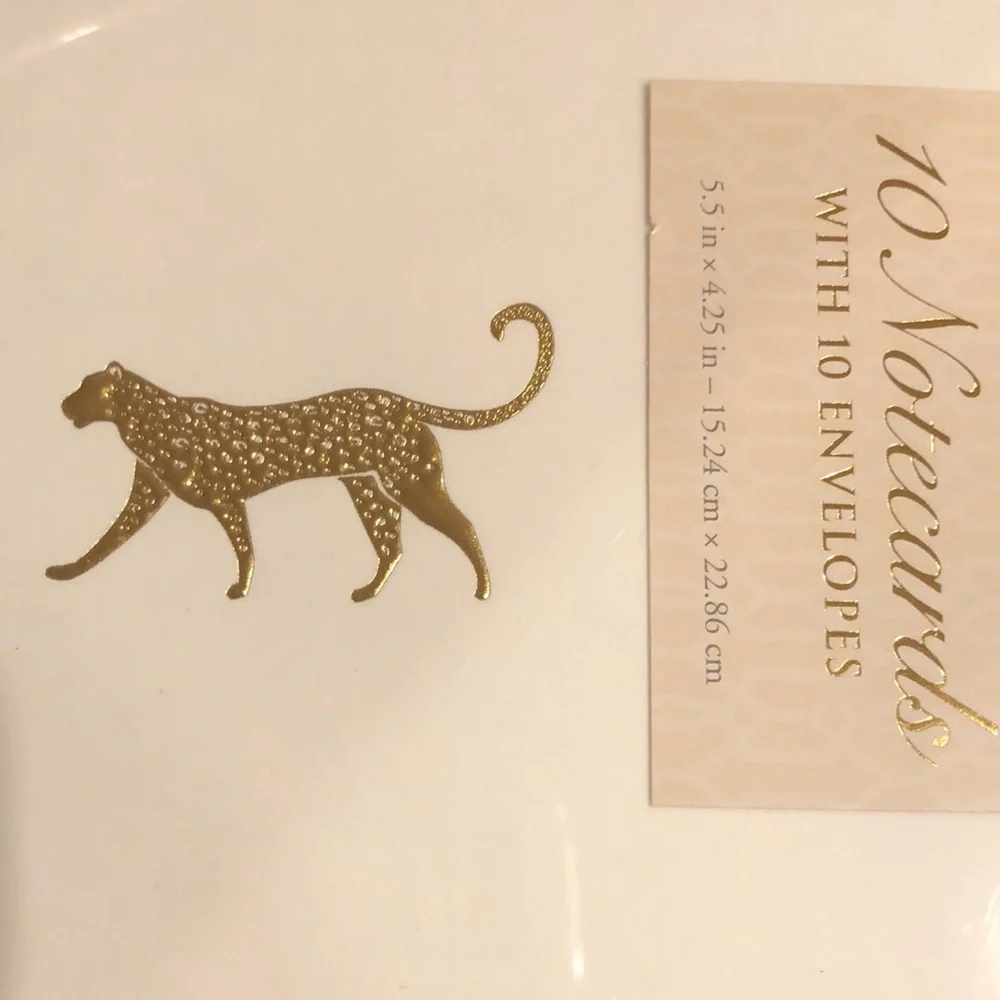 10 Leopard notecards with envelopes - NEW